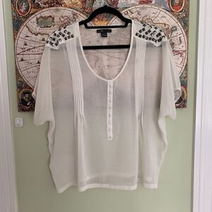 Studded Shoulder Sheer Top